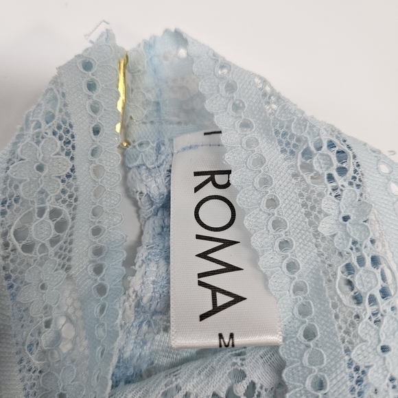 NEW Roma Lace Panel Tiered Baby Blue Bodycon Mini Dress Medium Yandy - Picture 4 of 6